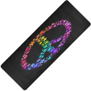 Peace-sign Non Slip Yoga Mat Fitness Exercise Mat with Carrying Bag,Workout Mat for Yoga Pilates Fitness Floor Exercises 71" L x 26" W x 1mm