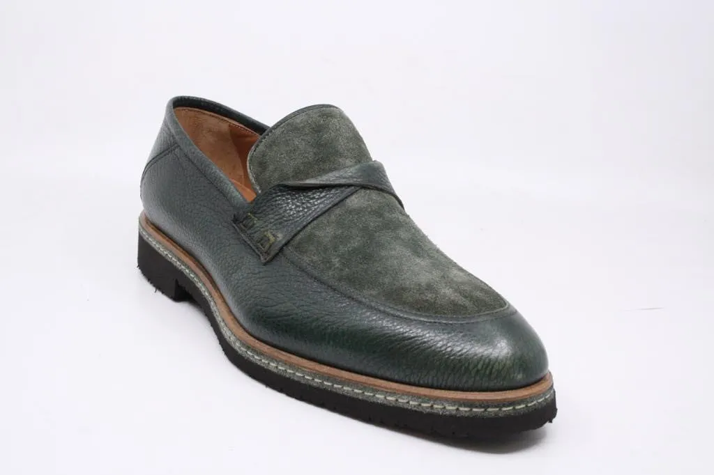 Pelle Line Exclusive 1365 Suede and leather loafer- Green