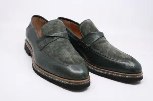 Pelle Line Exclusive 1365 Suede and leather loafer- Green