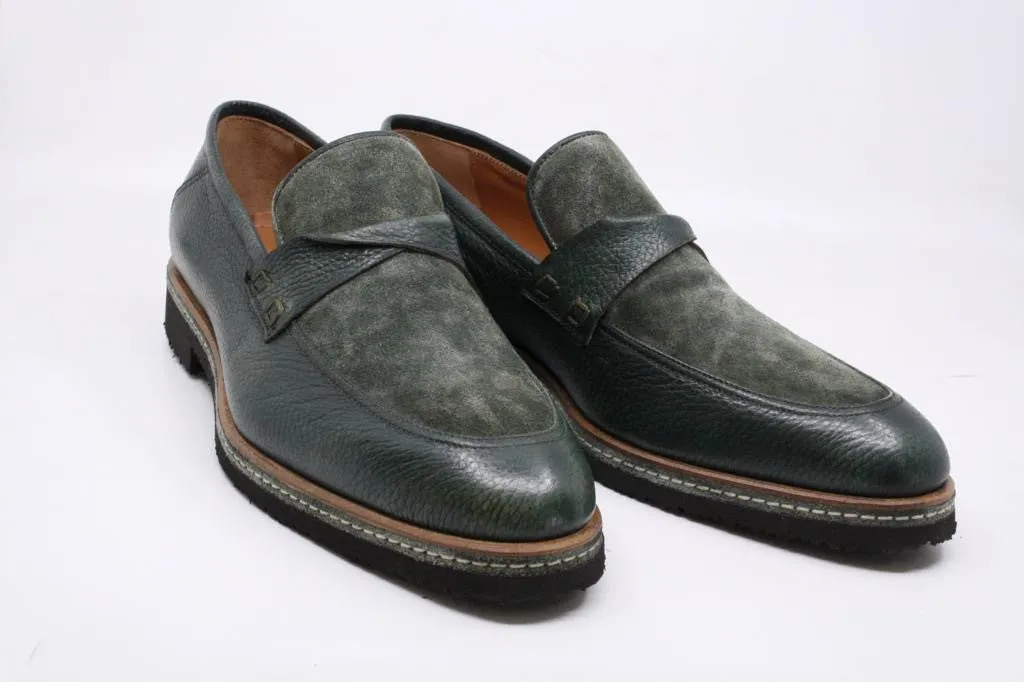 Pelle Line Exclusive 1365 Suede and leather loafer- Green