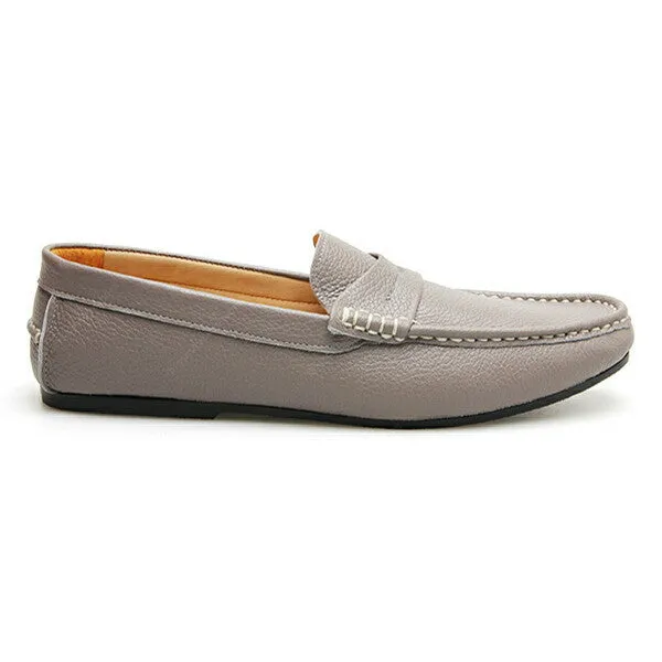Penny Loafer Wrinkle Soft Leather Stone Grey