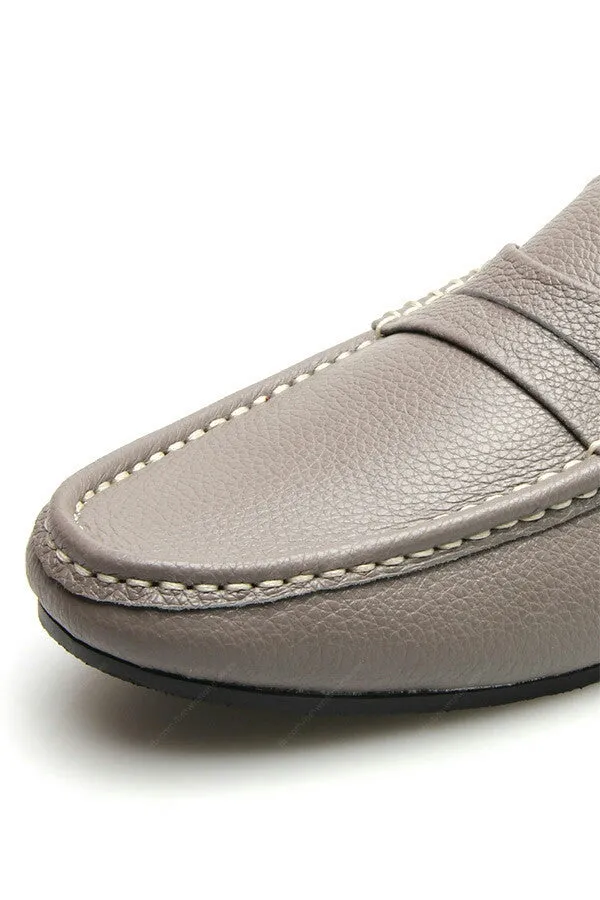 Penny Loafer Wrinkle Soft Leather Stone Grey