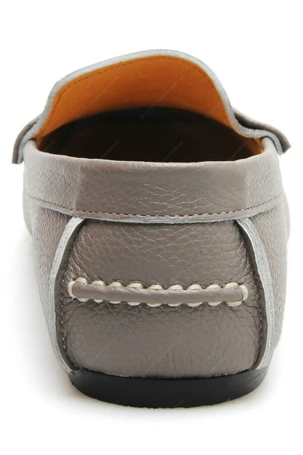 Penny Loafer Wrinkle Soft Leather Stone Grey