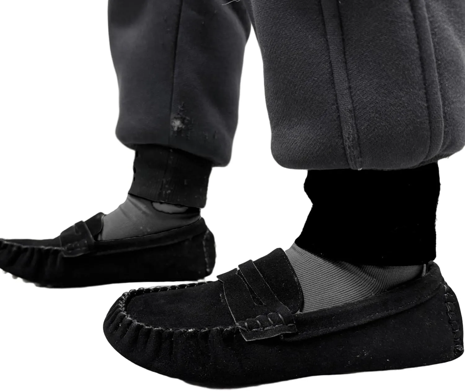 Penny Loafers for Little Kids Square Moc Toe Stiching Slip on Faux Suede Flexiable Rubber Sole Flat Heel Toddler's Moccasins One Size Smaller