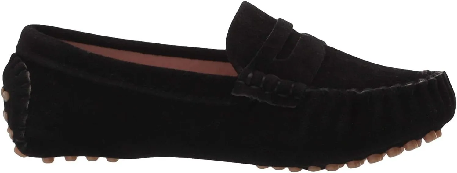 Penny Loafers for Little Kids Square Moc Toe Stiching Slip on Faux Suede Flexiable Rubber Sole Flat Heel Toddler's Moccasins One Size Smaller