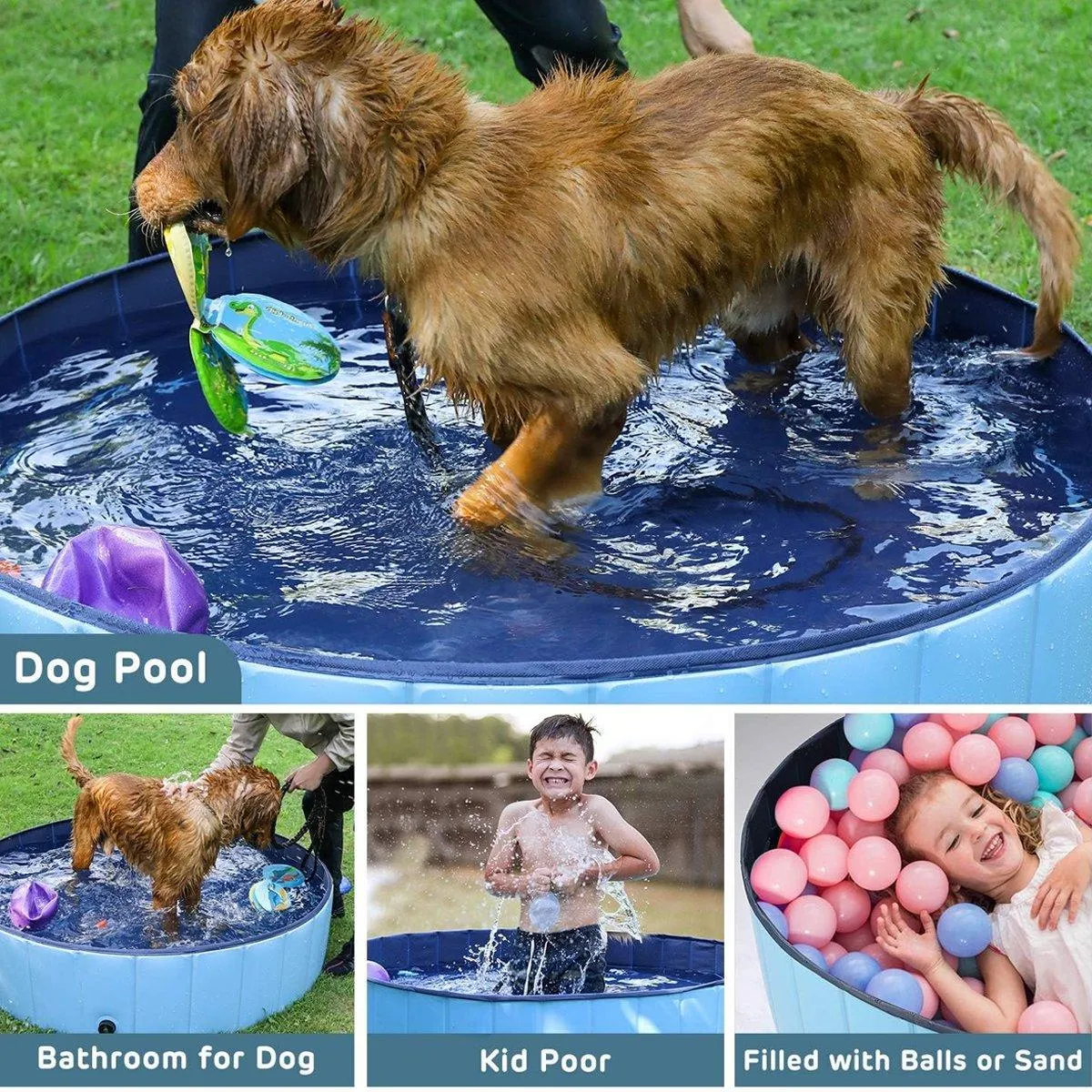 Pet Swimming Pool Foldable Portable Pool for Dogs or Kids Outdoor Summer Play