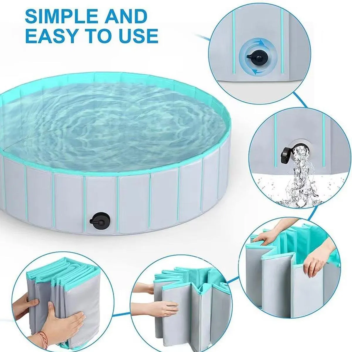 Pet Swimming Pool Foldable Portable Pool for Dogs or Kids Outdoor Summer Play