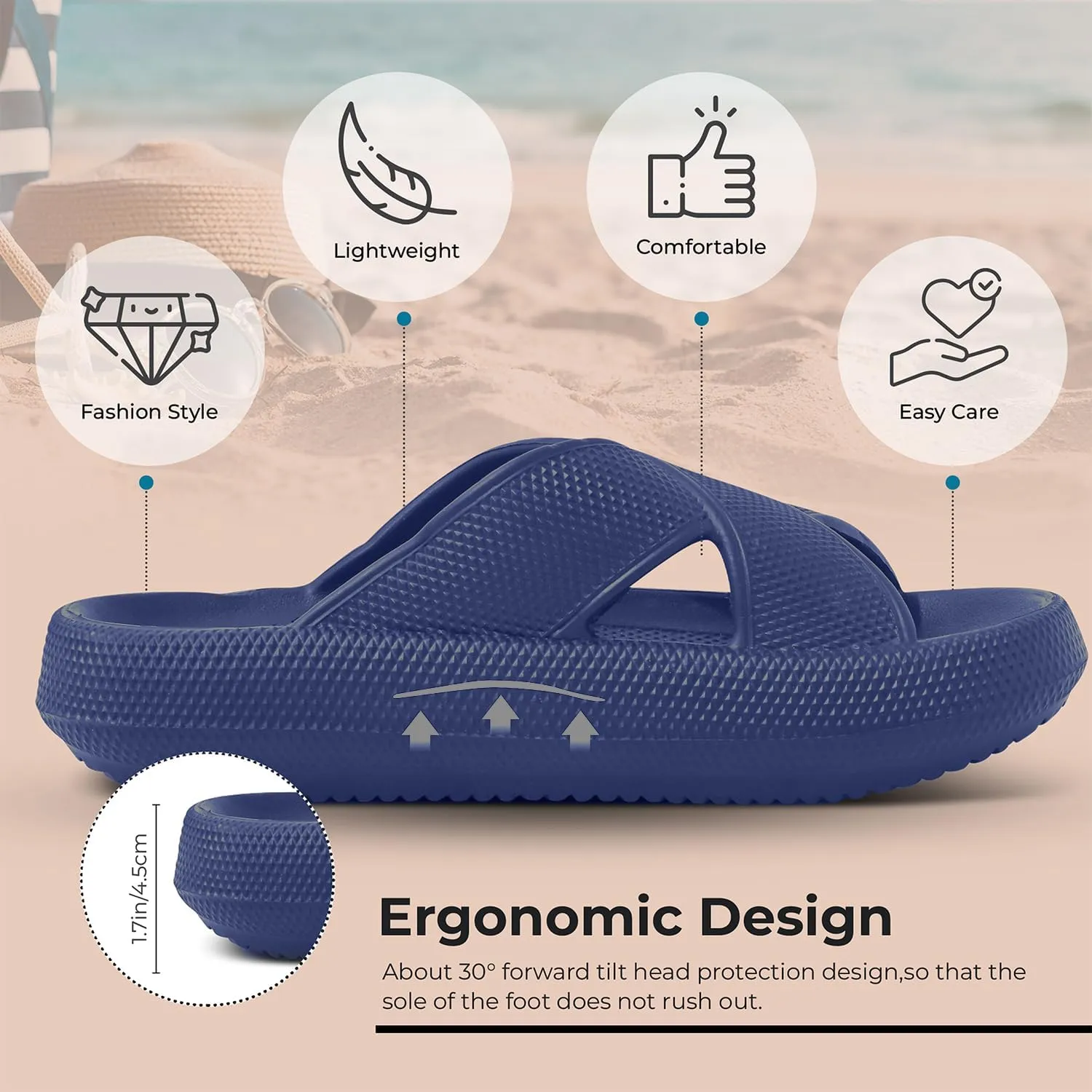 Pillow Slippers for Women and Men - Anti-Slip, Breathable House Shoes with Cross Strap Design, Cushioned Thick Sole for Ultimate Comfort and Versatility