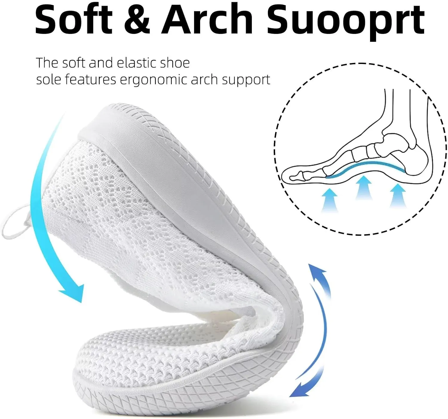 poemlady Women's Walking Shoes - Mesh Slip on Sneaker Knit Round Toe Casual Memory Foam Low Wedge Nurse Shoes for Work