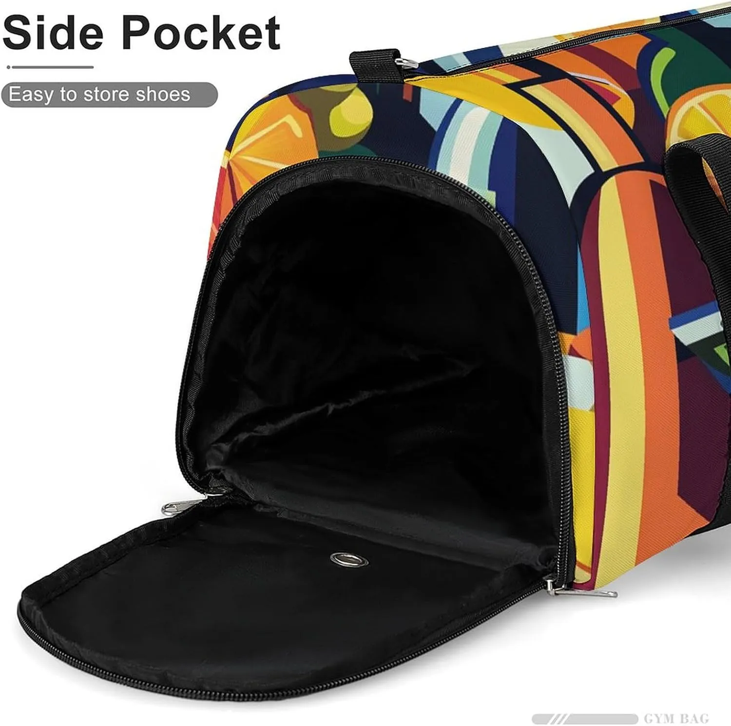 Pop Art of Wine Bottles And Cocktails Fitness Large Gym Bag for Unisex with Shoe Compartment & Wet Pocket