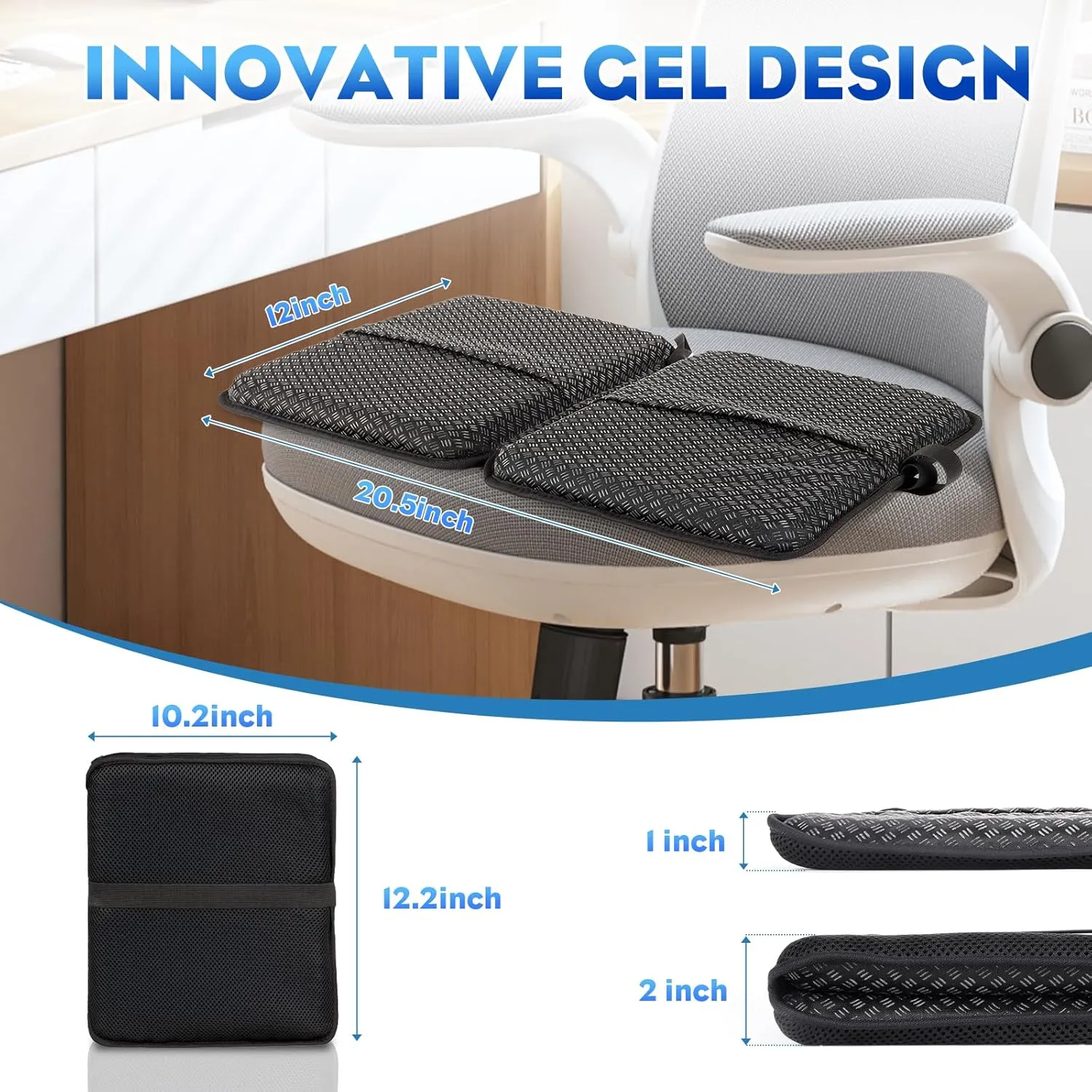 Portable Airplane Seat Cushion 20.5inch, Travel Foldable Bleachers Gel Seat Cuhsion Seat Cushion for Wheelchair Car Chair Seat Pads for Office Chair Camping Kayak Flights Stadium