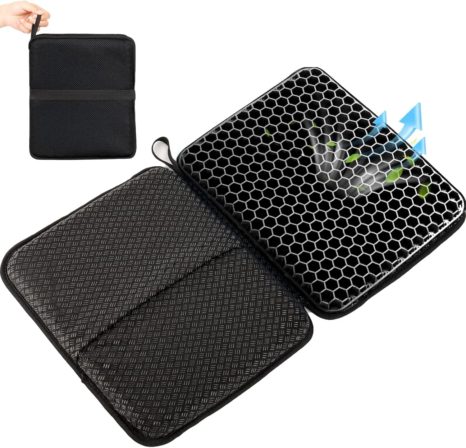 Portable Airplane Seat Cushion 20.5inch, Travel Foldable Bleachers Gel Seat Cuhsion Seat Cushion for Wheelchair Car Chair Seat Pads for Office Chair Camping Kayak Flights Stadium