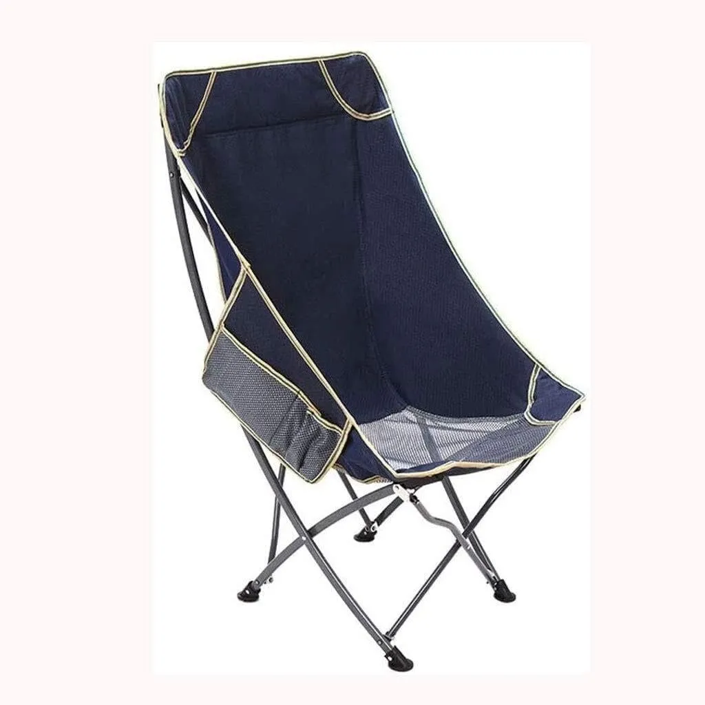 Portable Folding Reclining Camping Chair with Footrest, Steel Frame, Breathable Net, Up to 330lbs Load Capacity