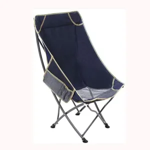 Portable Folding Reclining Camping Chair with Footrest, Steel Frame, Breathable Net, Up to 330lbs Load Capacity