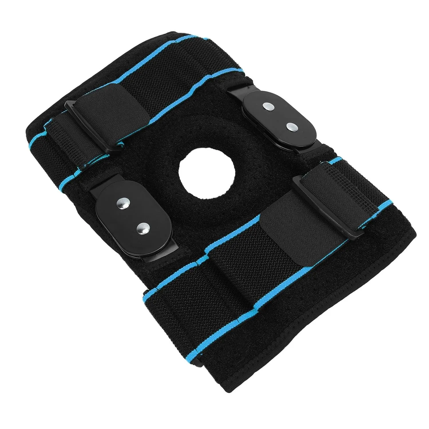 Protective Knee Pad, Foldable Aluminum Plate Shock Absorbing Anti Slip Strap Breathable Knee Brace for Running Basketball Riding (Blue)