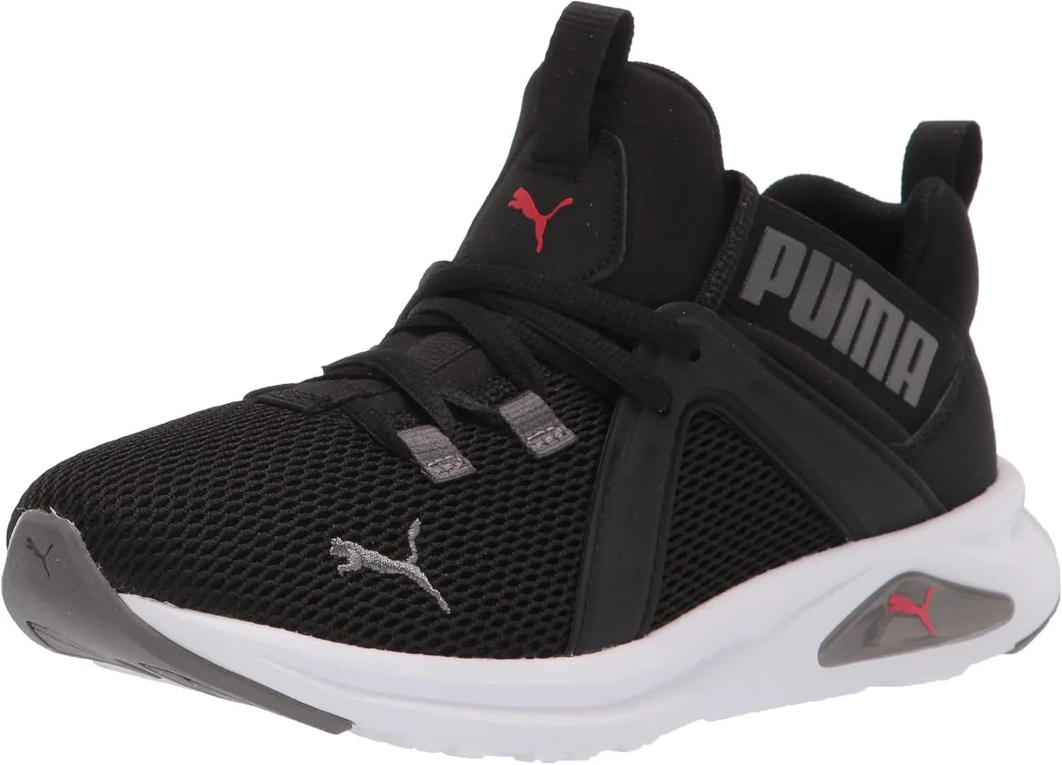 PUMA Enzo Weave Jr Boys Youth Sneaker M US Big Kid BlackHigh Risk Red