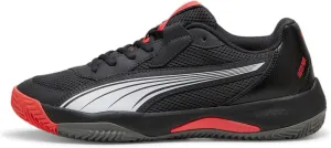 PUMA Men's Nova Court Pickleball Shoes, White-Black-Active Red, 9.5