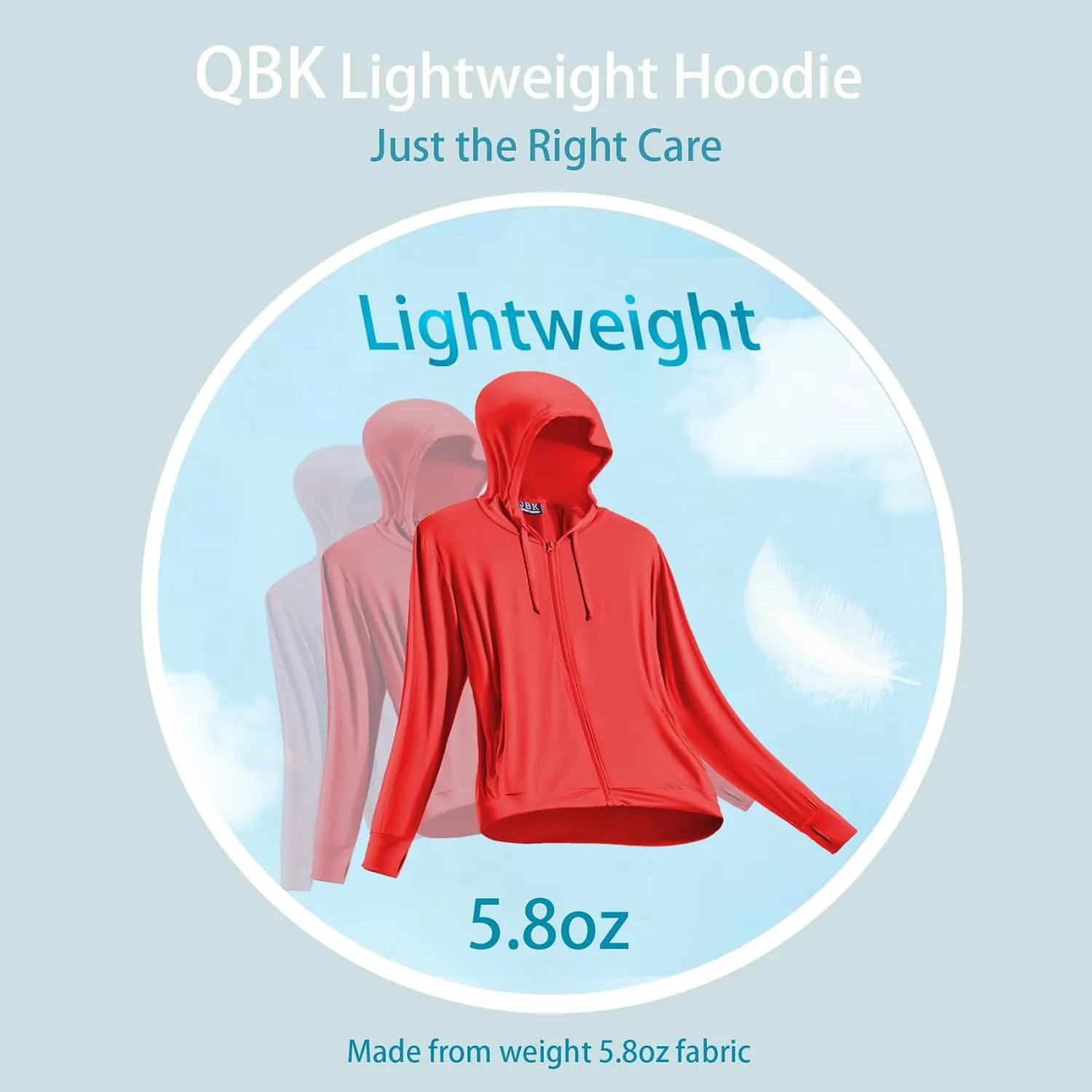 QBK Light Weight Zip Up Hoodie Thin Summer Jacket For Women