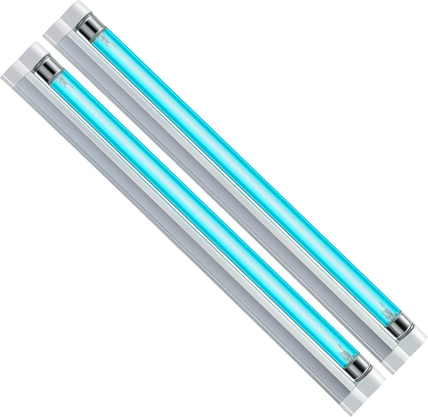 Qualirey 2 Pack UV Light with Ozone, 110V UVC Double Germicidal Lamp Including ON/Off Switch Cord and Plug, 253.7nm Wavelength UVC Lamp with Connector and Screw Tools for Closet Shoe Cabinet (8w)