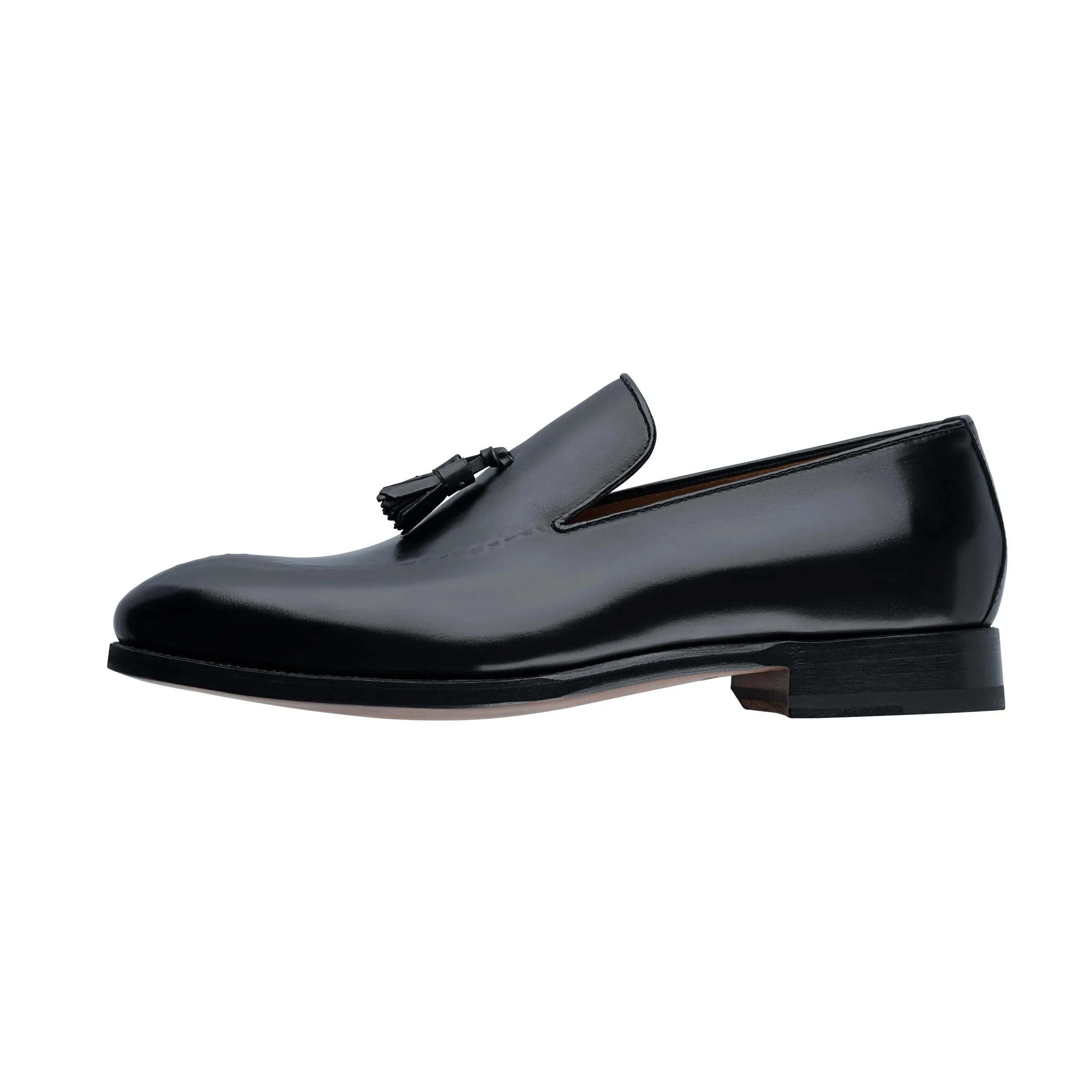 "Magnifico Reverse" Loafer with Tassels in Black