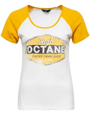 Raglan T-Shirt mit kontrastierenden Ärmeln und Frontprint «High Octane»