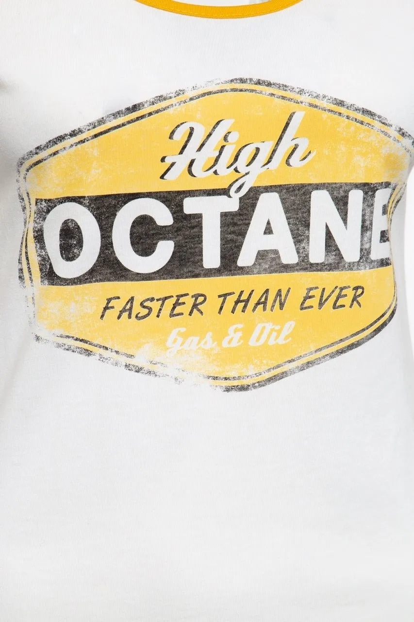 Raglan T-Shirt mit kontrastierenden Ärmeln und Frontprint «High Octane»