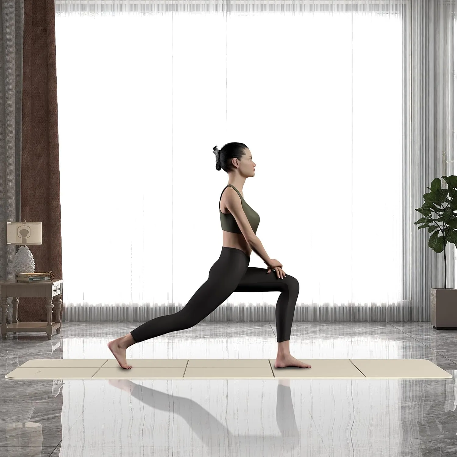 Readaeer Foldable Yoga Mat for Travel Folding Yoga Mat 6mm Thick with Carrying Bag, Non-Slip TPE Exercise Pilates Mat for 72" L x 24" W x 0.24 Inch