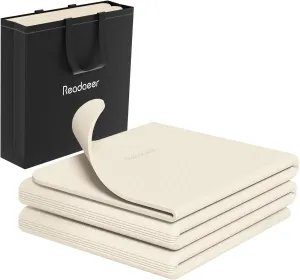 Readaeer Foldable Yoga Mat for Travel Folding Yoga Mat 6mm Thick with Carrying Bag, Non-Slip TPE Exercise Pilates Mat for 72" L x 24" W x 0.24 Inch