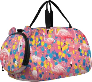 Red Birds with Dots Youth Sports Duffel Bag with Ventilated Shoe Compartment|All-Season Lightweight Travel Gym Bag for Girls & Boys|Water-Resistant Gear Bag