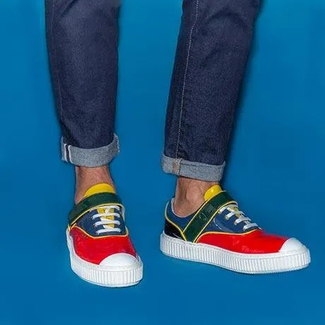 Red mulicolored patent BEAKER band sneaker