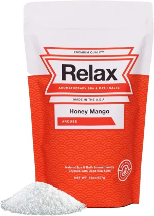 Relax Spa & Bath, Epsom & Dead Sea Salts, Aromatherapy Bath Salts for Hot Tub, Bath, or Spa, Infused with Magnesium, Honey Mango Scent
