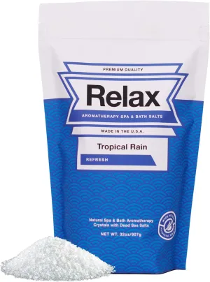 Relax Spa & Bath, Epsom & Dead Sea Salts, Aromatherapy Bath Salts for Hot Tub, Bath, or Spa, Infused with Magnesium, Tropical Rain Scent