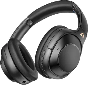 Riibox Y7Pro Hybrid Active Noise Cancelling Headphones, LDAC Hi-Res Audio, 75H Playtime, Deep Bass, Comfort Fit & Foldable Wireless Over-Ear Bluetooth Headphones for Home Office Travel – Black