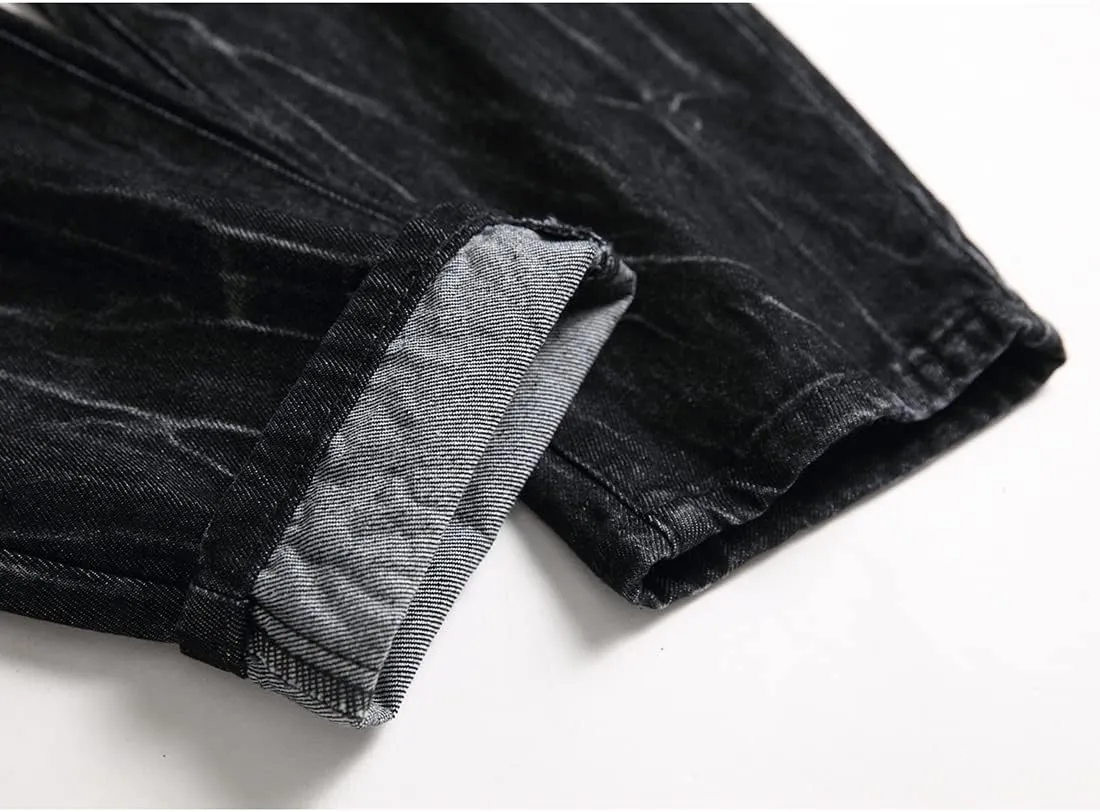 Ripped Jeans for Men Slim Denim Regular Fit Tapered Leg Distressed Destroyed Pants Mens Jeans with Hole