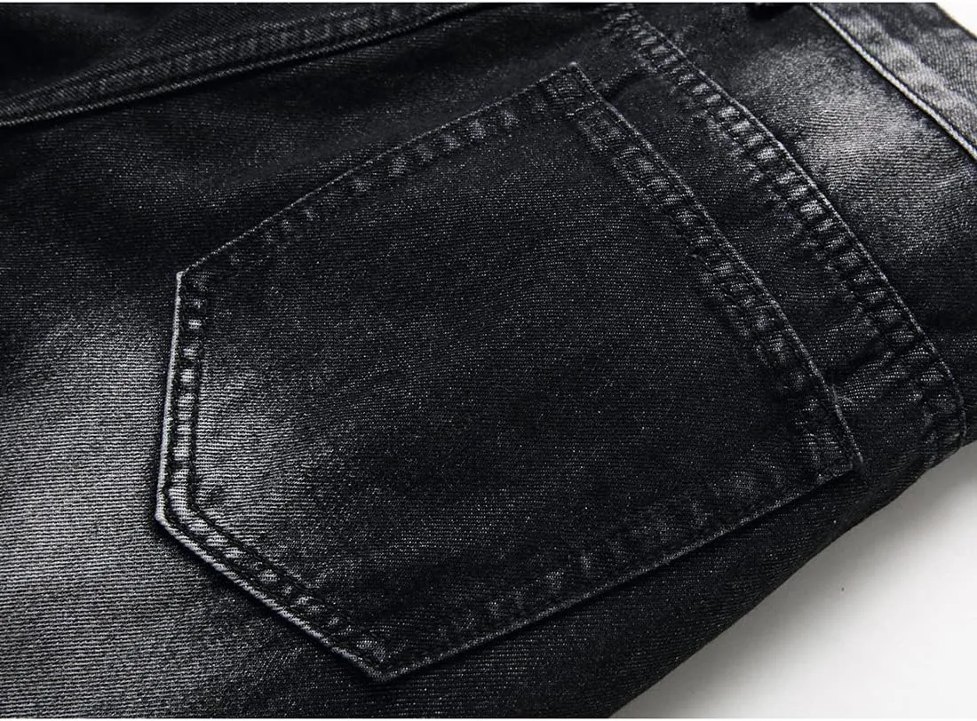 Ripped Jeans for Men Slim Denim Regular Fit Tapered Leg Distressed Destroyed Pants Mens Jeans with Hole