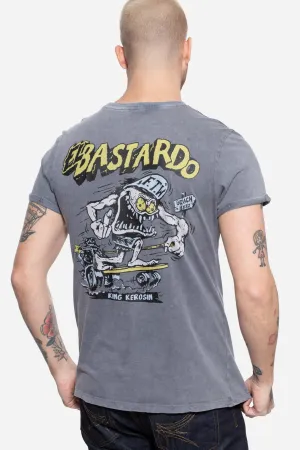 Roll-Up T-Shirt Acid Wash mit Monster Backprint «El Bastardo»