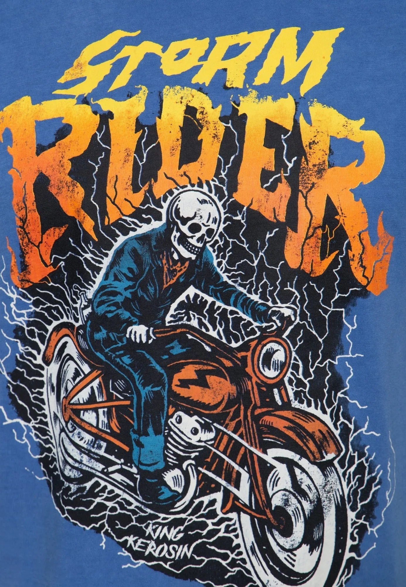 Roll-Up T-Shirt Acid Wash mit Print «Storm Rider»