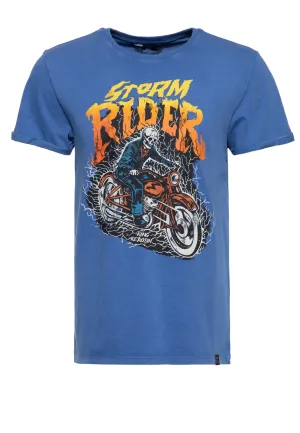 Roll-Up T-Shirt Acid Wash mit Print «Storm Rider»