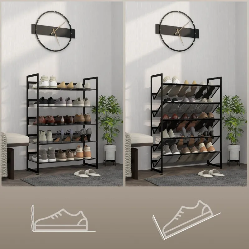 Rootz 5-Tier Shoe Rack - Shoe Organizer - Footwear Storage - Maximizes Space - Ensures Freshness - Increases Safety - 72cm x 30cm x 102cm - Steel Frame