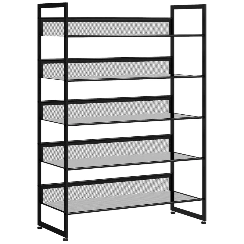 Rootz 5-Tier Shoe Rack - Shoe Organizer - Footwear Storage - Maximizes Space - Ensures Freshness - Increases Safety - 72cm x 30cm x 102cm - Steel Frame