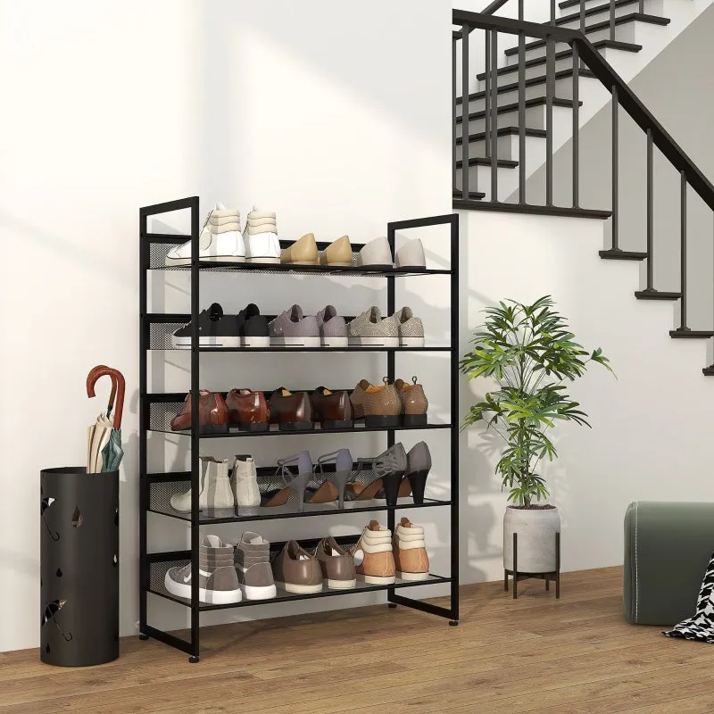 Rootz 5-Tier Shoe Rack - Shoe Organizer - Footwear Storage - Maximizes Space - Ensures Freshness - Increases Safety - 72cm x 30cm x 102cm - Steel Frame