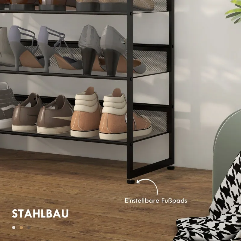 Rootz 5-Tier Shoe Rack - Shoe Organizer - Footwear Storage - Maximizes Space - Ensures Freshness - Increases Safety - 72cm x 30cm x 102cm - Steel Frame