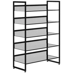 Rootz 5-Tier Shoe Rack - Shoe Organizer - Footwear Storage - Maximizes Space - Ensures Freshness - Increases Safety - 72cm x 30cm x 102cm - Steel Frame
