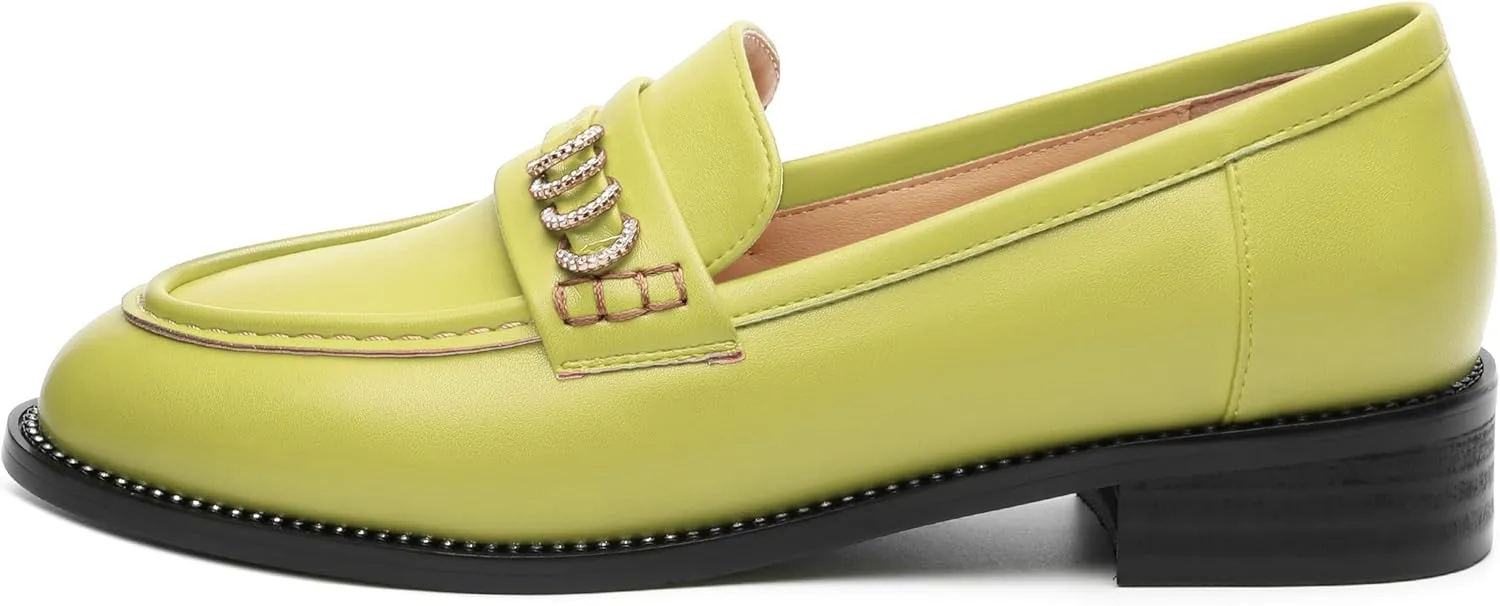 ROSERWISH Loafers for Women Comfort Chunky Low Heel Shoes Casual Slip On Penny Loafers Bussiness Fashion Work Shoes Ladies Dress Shoes