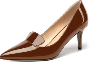 ROSERWISH Womens Patent Pointed Toe Fashion Party Slip On Office Stiletto High Heel Pumps Dress Shoes 2.5 Inch
