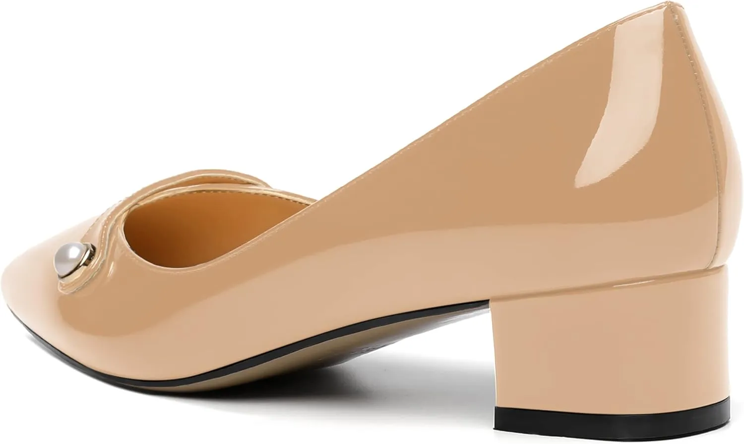 ROSERWISH Womens Work Wedding Slip On Patent Pointed Toe Cute Chunky Low Heel Pumps Dress Shoes 1.5 Inch