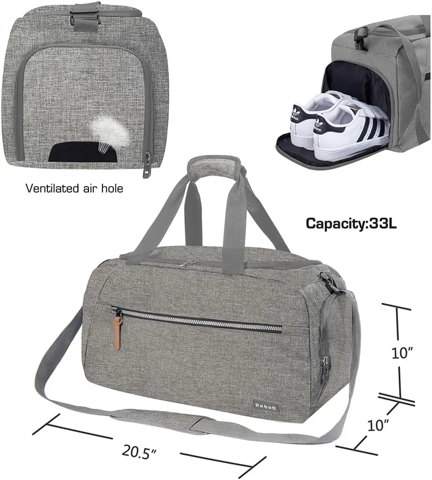 ROTOT Gym Duffel Bag, Gym Bag with Waterproof Shoe Pouch, Weekend Travel Bag with a Water-resistant Insulated Pocket