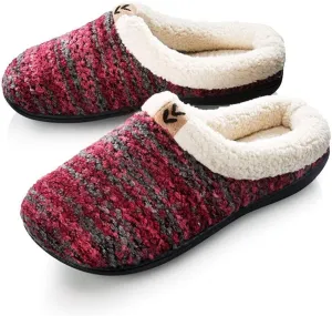 Roxoni Womens Knitted Fleece Lined Clog Slippers Warm House Shoe