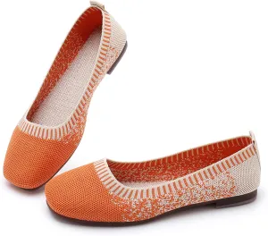 RVROVIC Women Flat Shoes Knitted Lightweight Slip-on Loafers Breathabel Soft Comfortable Ballet Flats