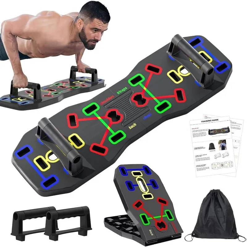 Rynx | 10-in-1 Portable Push Up Board with Foldable Push Up Bars for Strength Training